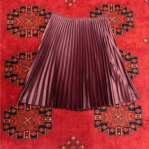 Vince Camuto Red A-Line Pleated Midi Skirt